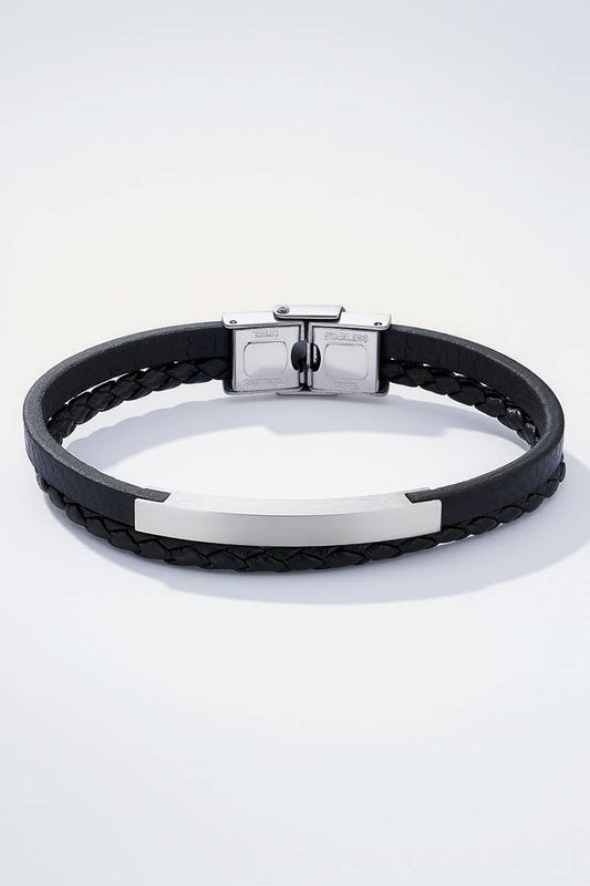 Bracelet en cuir et en acier inoxydable 324OP72