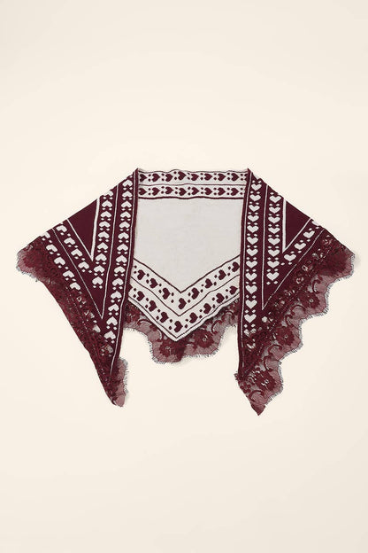 Écharpe triangle en laine bordure dentelle FL606DF