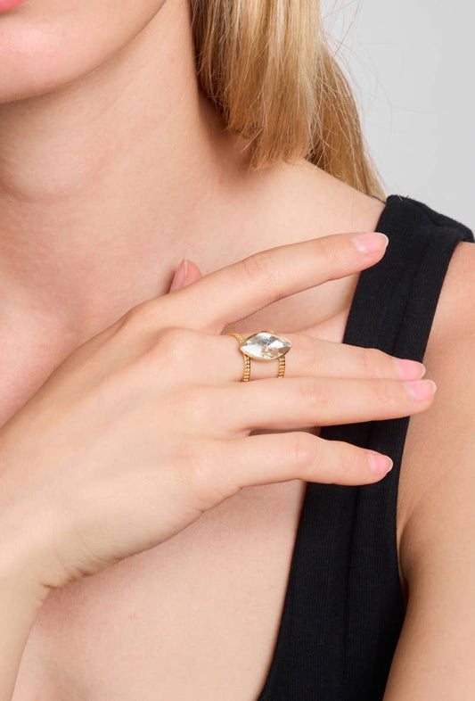 Bague Avec Pierre Coloré En Acier Inoxydable 424RX82