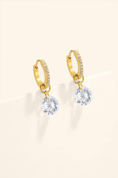 Boucles d'oreilles créoles pavées à zircon en acier 124AQ818