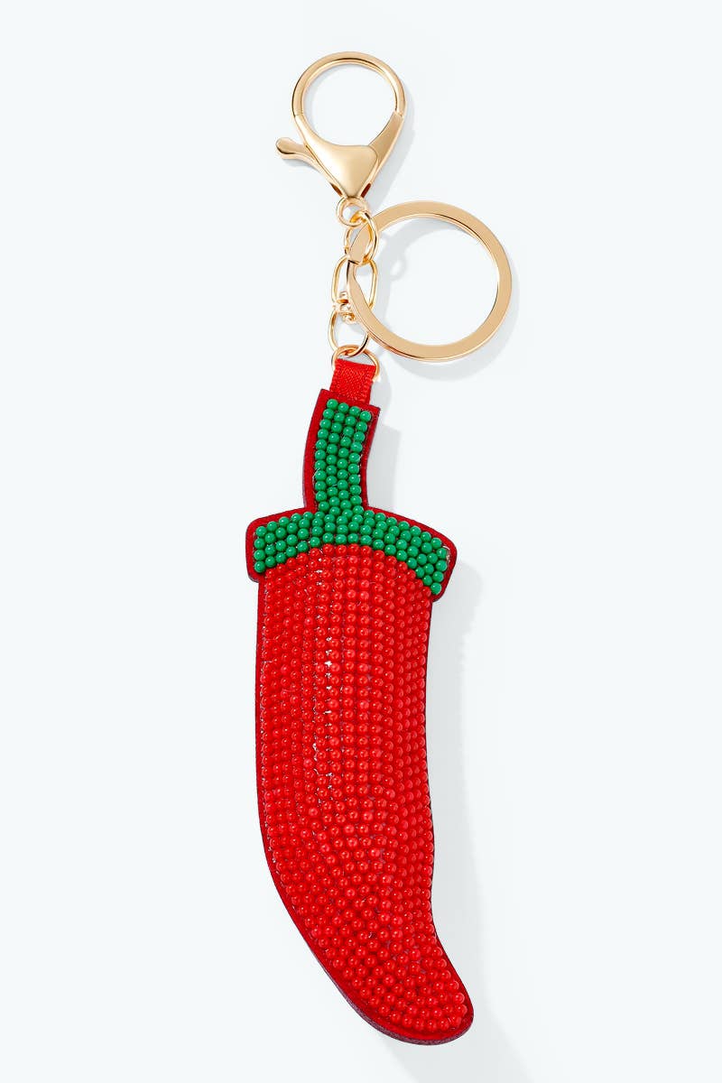 Chili pepper seed bead keychain PC164SY