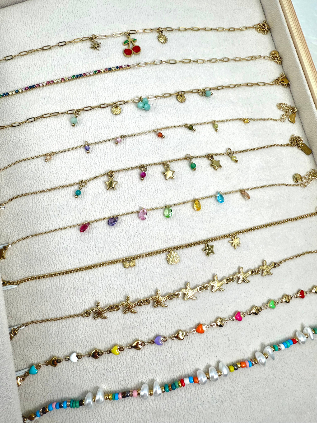 Set of 10 stainless steel anklets SET302