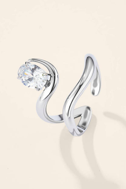 Intertwined stainless steel solitaire ring 424AQ348