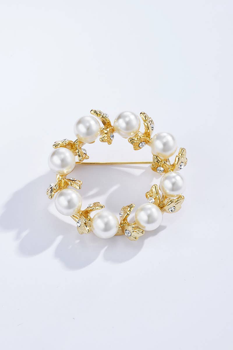 Broche en forme de fleur avec strass BHY02
