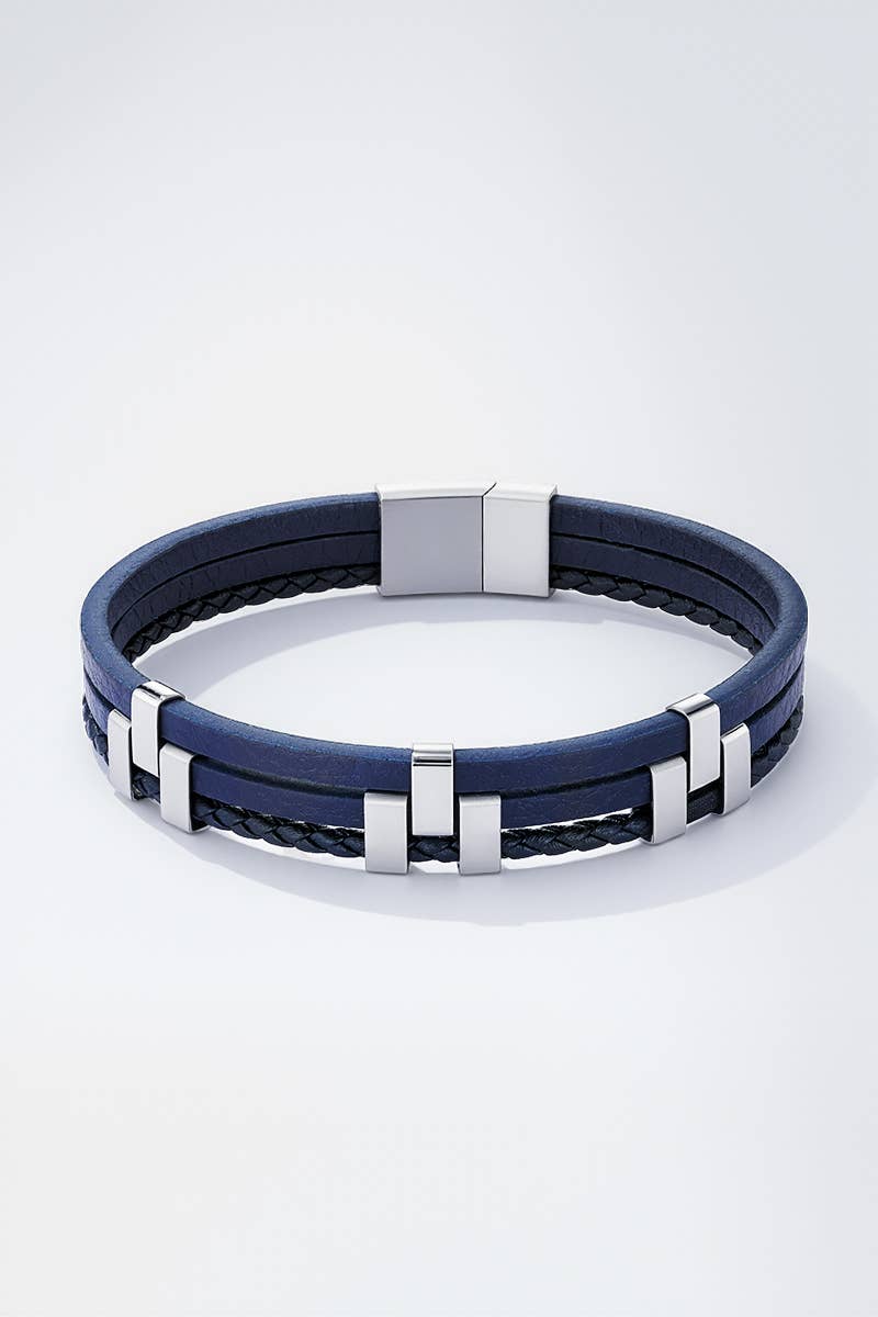 Bracelet en cuir et en acier inoxydable 324OP95