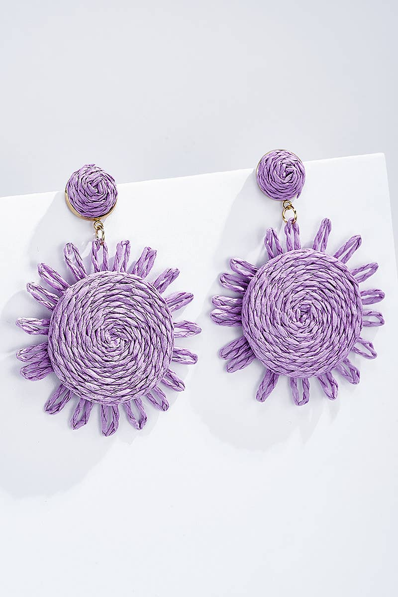 Straw earrings with steel stud 124NN07