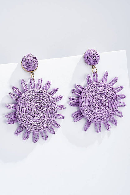 Straw earrings with steel stud 124NN07