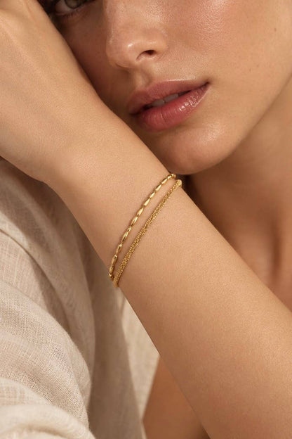 Stainless steel double-chain bracelet 324AQ539
