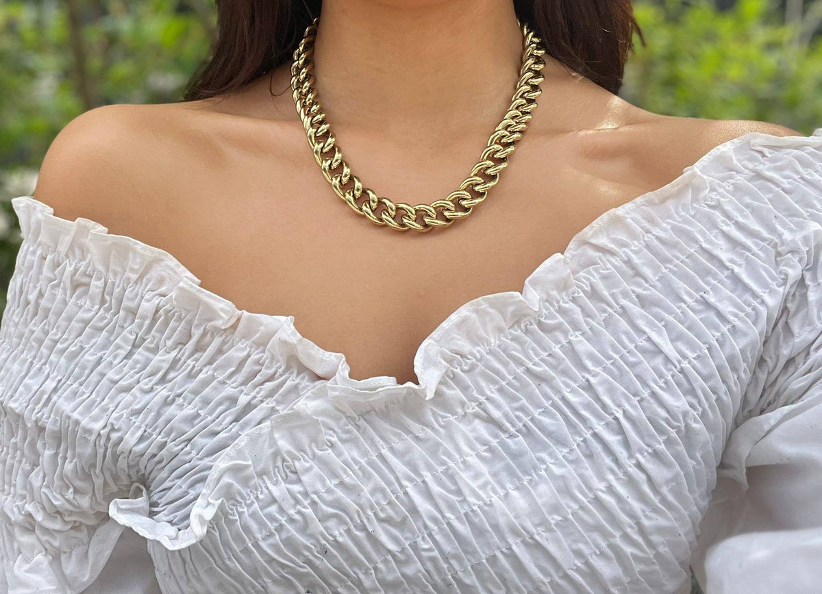 Thick stainless steel chain necklace 224RX36