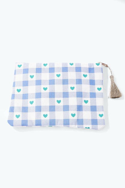 Heart gingham print pouch 21x16 cm CY70