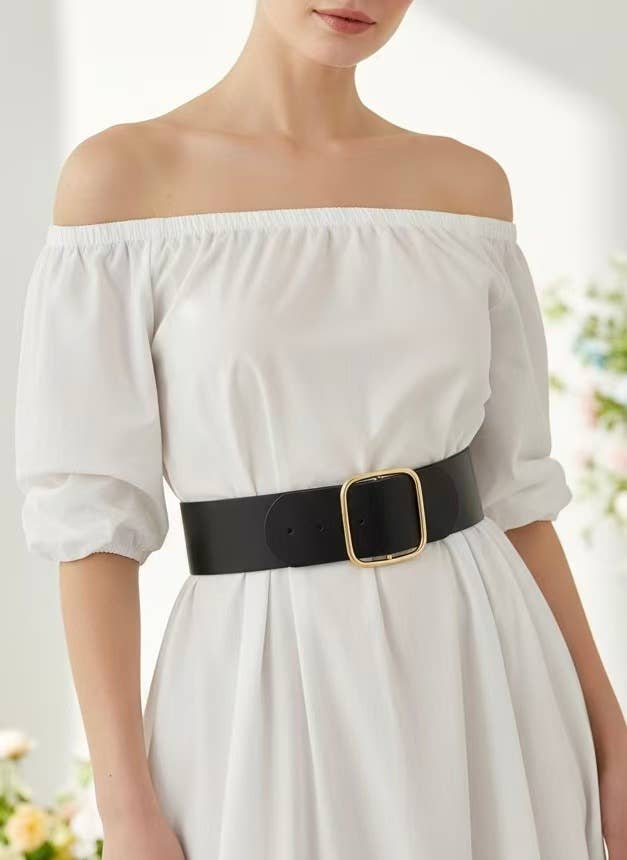 Wide faux leather belt CT31