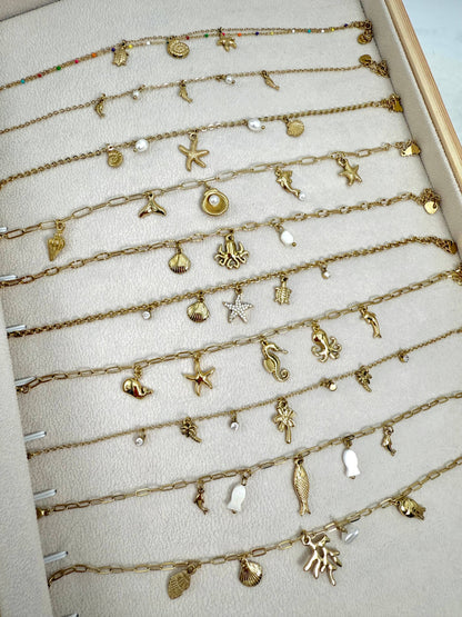 Set of 10 stainless steel anklets SET301