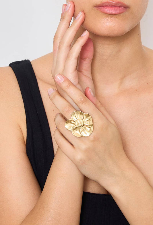 Bague fleurs en acier inoxydable 424YC16