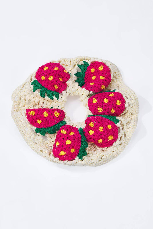 Crochet strawberry scrunchie 12cm FQ100