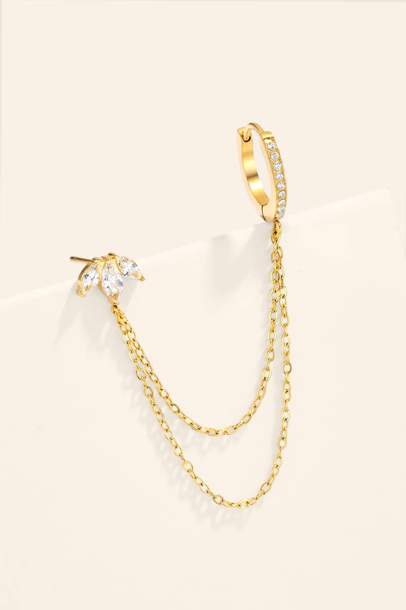 Mono-boucle double piercing puce et créole en acier 124AQ763