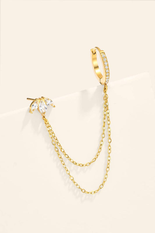 Mono-boucle double piercing puce et créole en acier 124AQ763