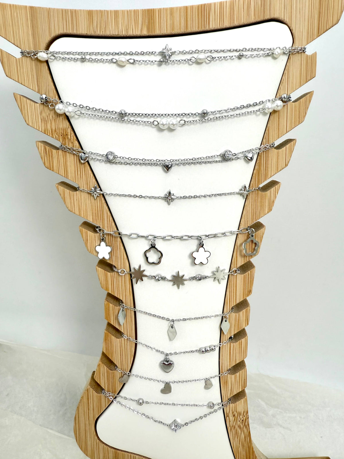 Set of 10 stainless steel anklets SET304