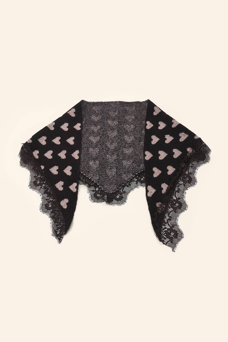 Heart and lace triangle scarf FL602DF
