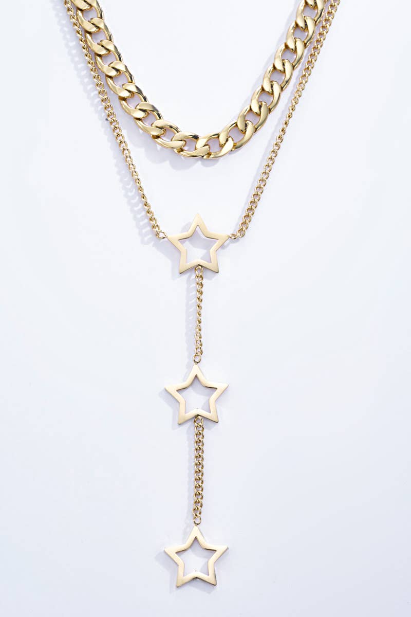 Collier Y avec étoiles en acier inoxydable 224AQ40
