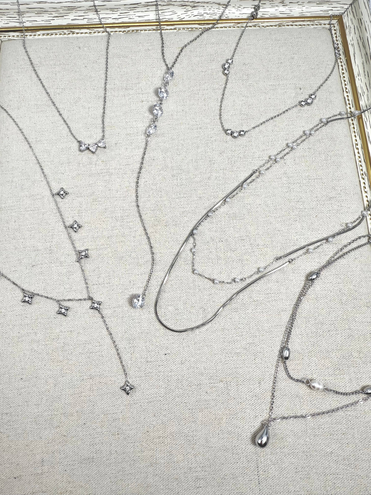 Set of 6 stainless steel necklaces without display stand SET318