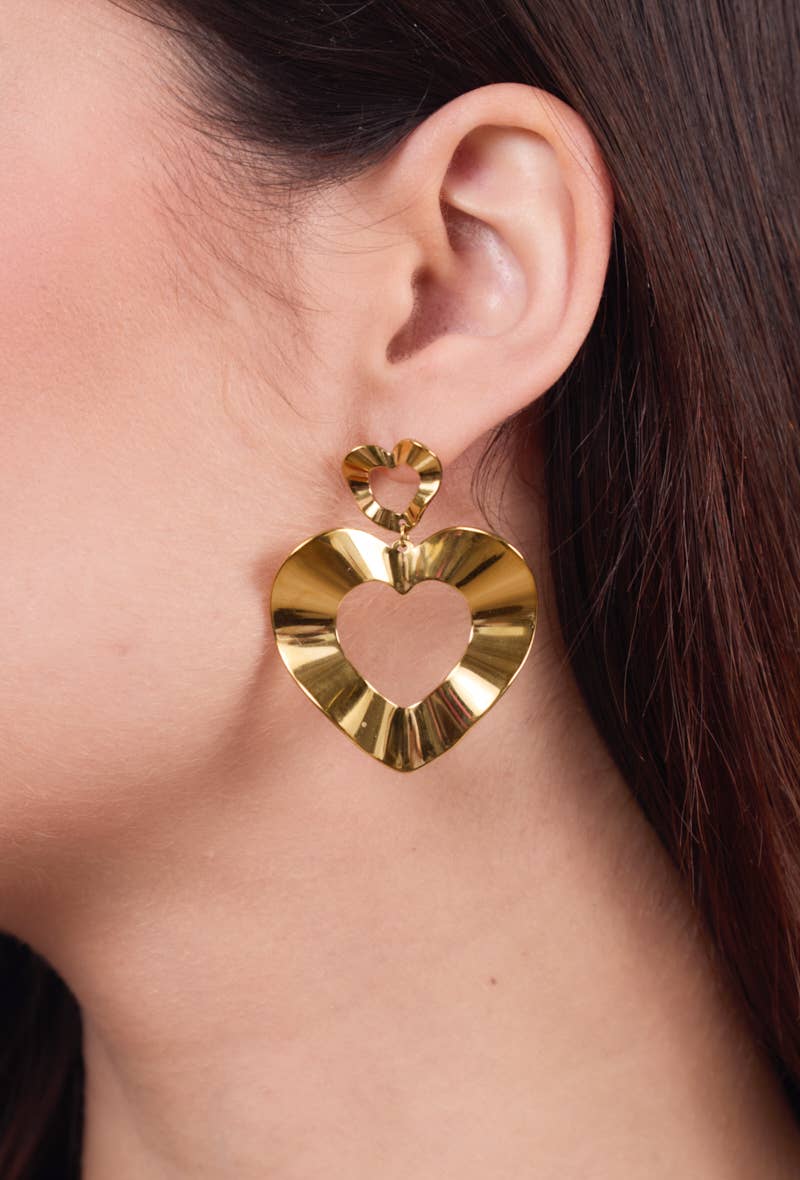 Boucles d'oreilles cœurs en acier inoxydable 124CA19
