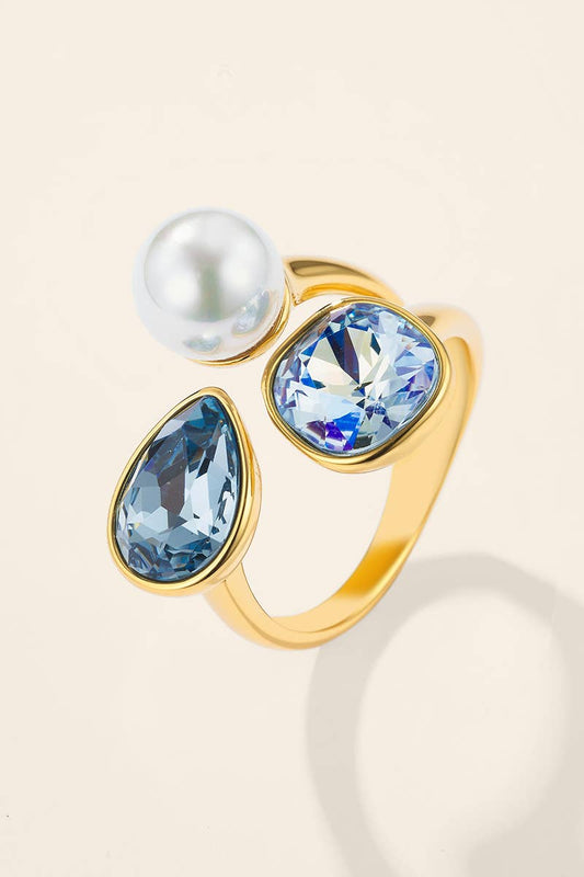 Bague triologie avec perle en acier inoxydable 424AQ380