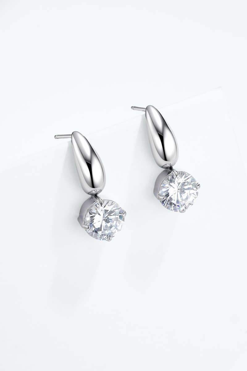 Steel teardrop and cubic zirconia earrings 124AQ865