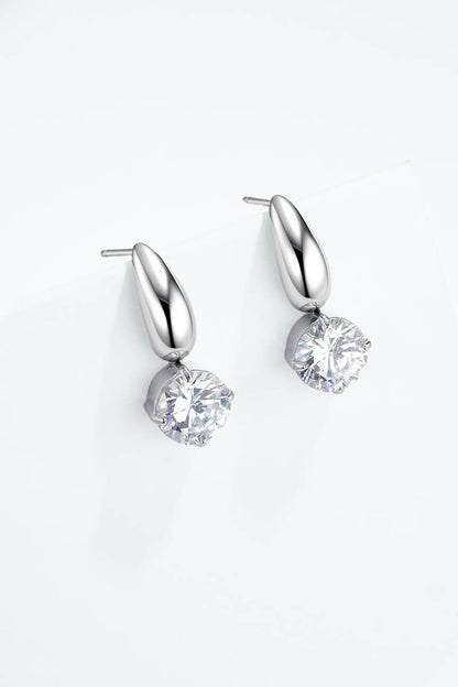 Steel teardrop and cubic zirconia earrings 124AQ865