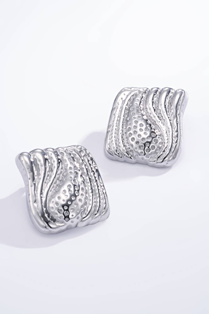 Boucles d'oreilles texturées en acier inoxydable 124RX27