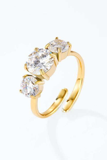 Bague trio de zircons ronds en acier inoxydable 424AQ396