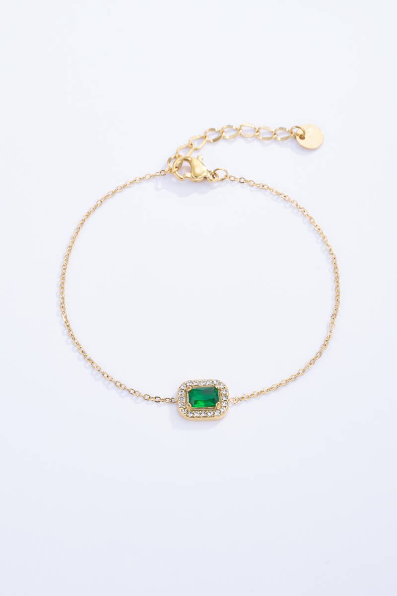Thin stainless steel bracelet with stone 324AQ04N05