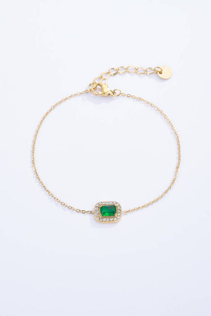 Thin stainless steel bracelet with stone 324AQ04N05