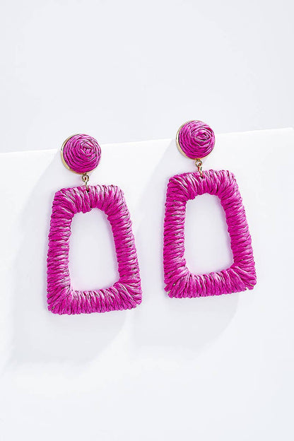 Straw earrings with steel stud 124NN05