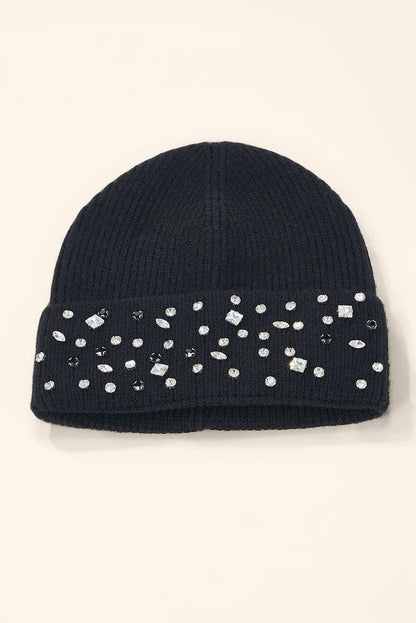 Rhinestone ribbed beanie MJ303SD