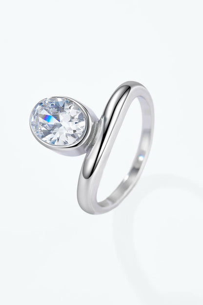 Bague solitaire à zircon ovale en acier inoxydable 424AQ330