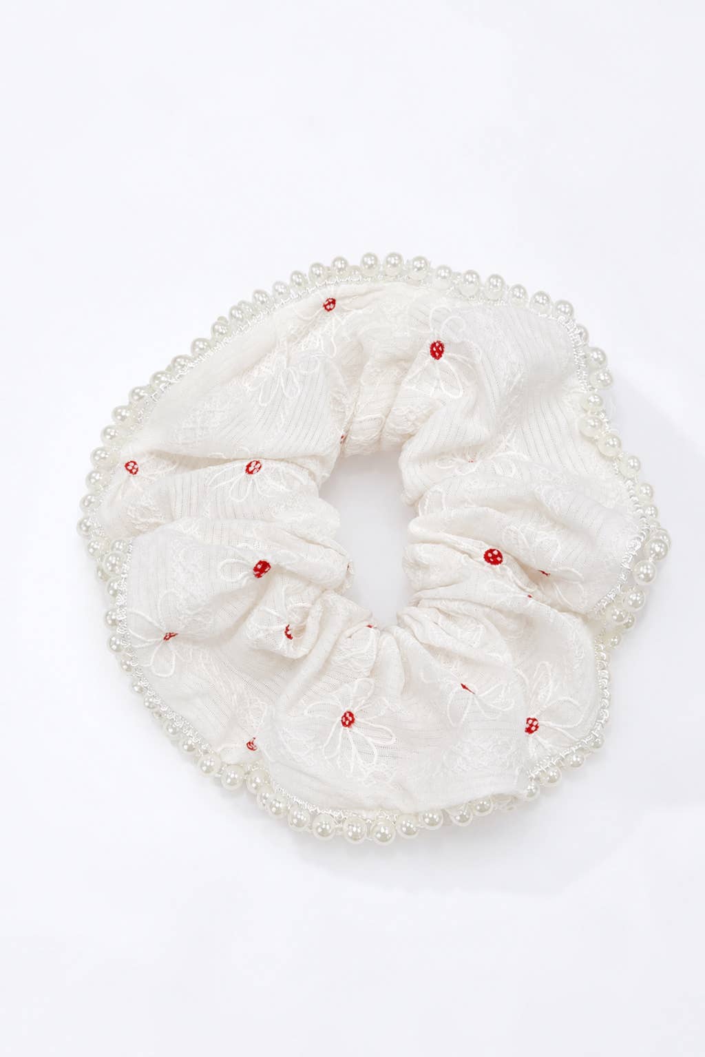 Flower and bead embroidered scrunchie FQ239XQ
