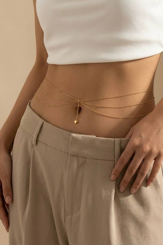 Chaîne taille triple rang cœur en acier inoxydable 524AQ24
