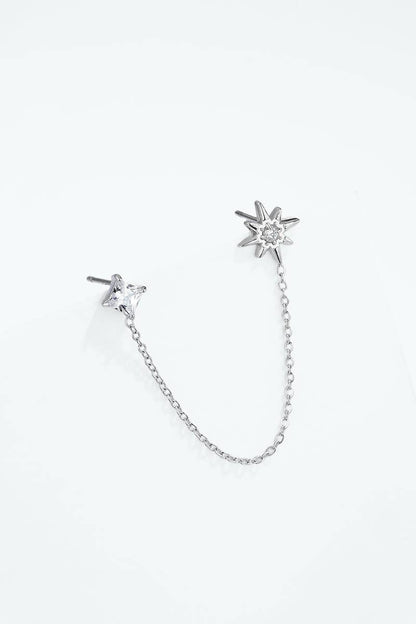 Mono-boucle double piercing étoile en acier 124AQ806