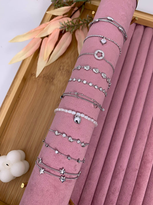 Set de 10 bracelets en acier inoxydable SET18