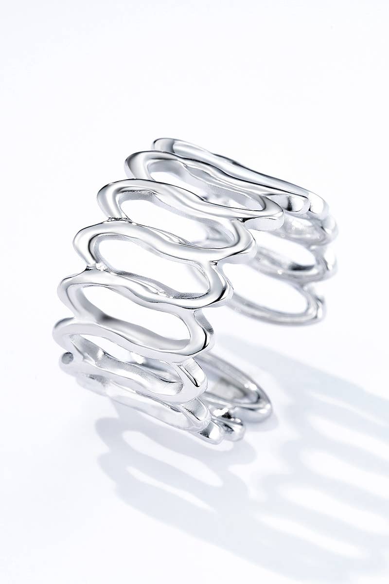 Bague mailles texturées en acier inoxydable 424AQ140