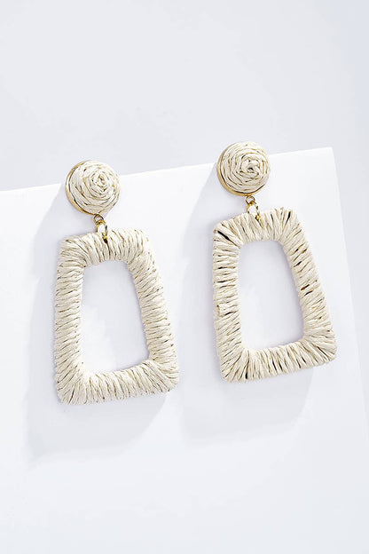 Straw earrings with steel stud 124NN05