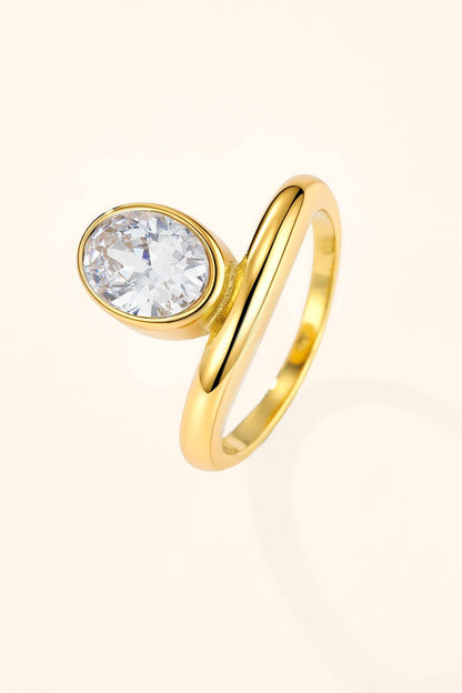 Bague solitaire à zircon ovale en acier inoxydable 424AQ330