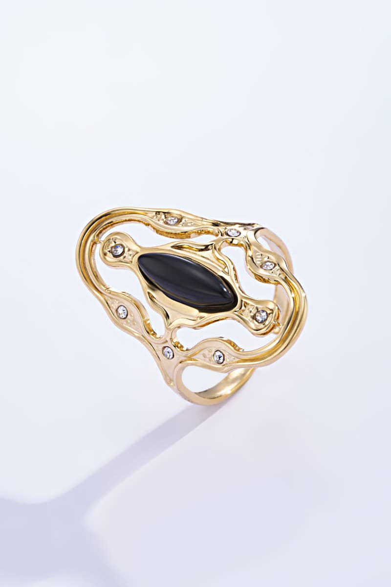 Bague avec pierre colorée en acier inoxydable 424RX88