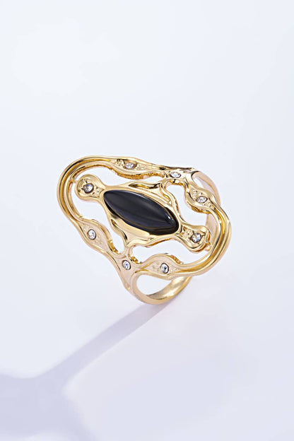Bague avec pierre colorée en acier inoxydable 424RX88