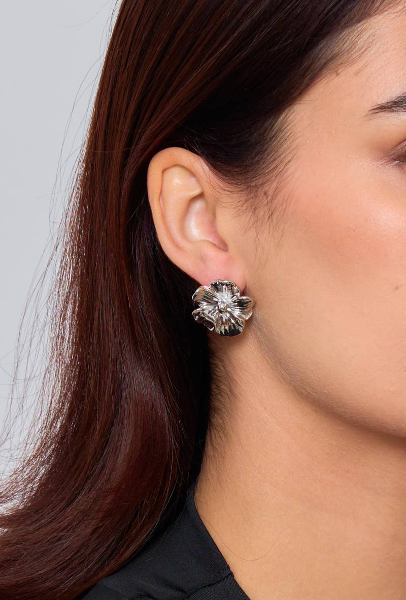 Boucles d'oreilles fleurs en acier inoxydable 124AQ56