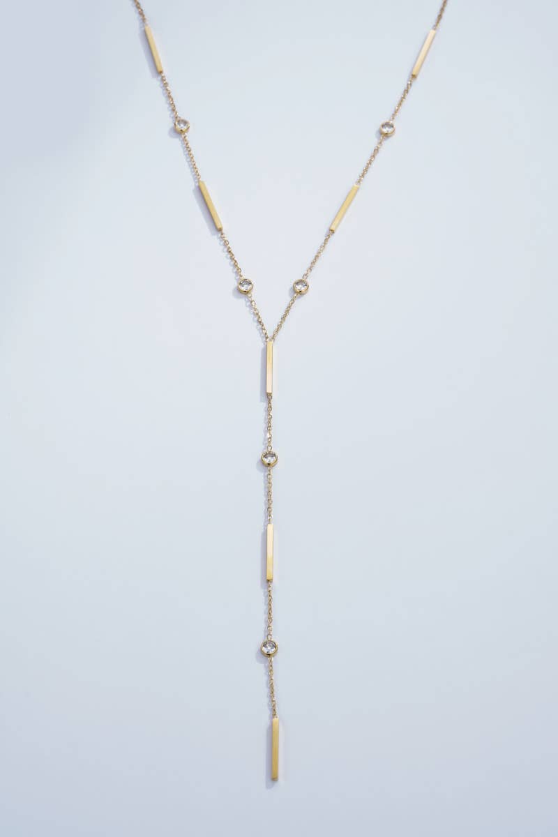 Stainless steel rhinestone Y-necklace 224AQ10