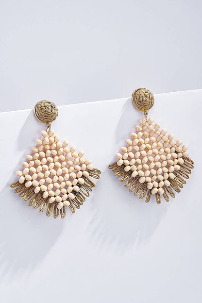Straw earrings with steel stud 124NN01