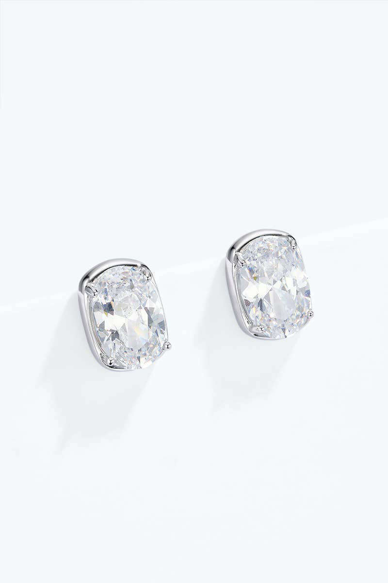 Boucles d’oreilles grand zircon ovale en acier 124AQ850
