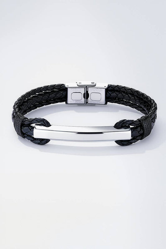 Bracelet en cuir et en acier inoxydable 324OP89
