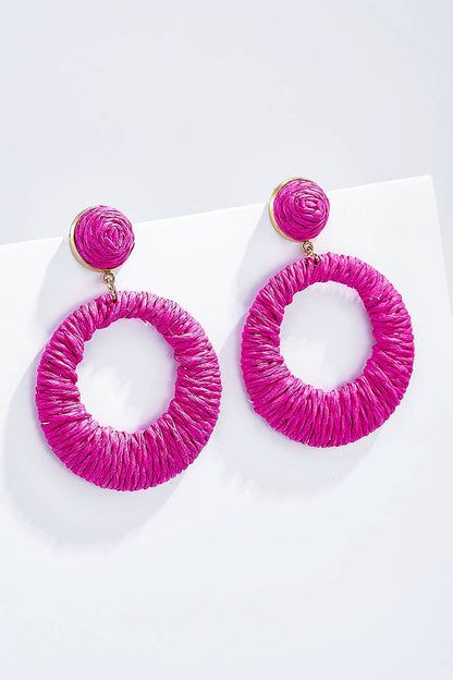 Straw earrings with steel stud 124NN06